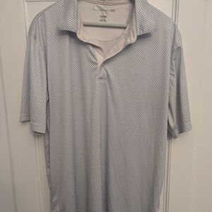 Greg Norman Collection White and Black Patterned Polo Shirt